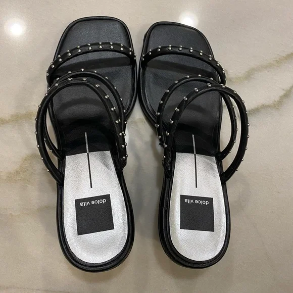 Dolce Vita Sandals Size 8.5 Studded Faux Leather - Picture 15 of 15